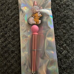 handcrafted Pink Metallic Pen with Cute Decorative Charm
